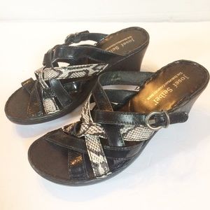 Joseph Seibel Leather Wedge Sandals